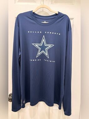 Dallas Cowboys Navy Blue Long Sleeve Performance T-Shirt Size 2XL